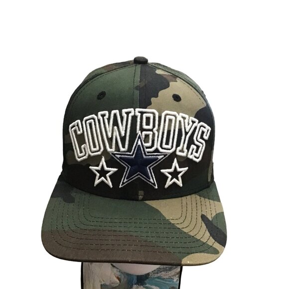 DALLAS COWBOYS MENS CAMO GREEN SNAP BACK HAT TEAM LOGO - Picture 2 of 7